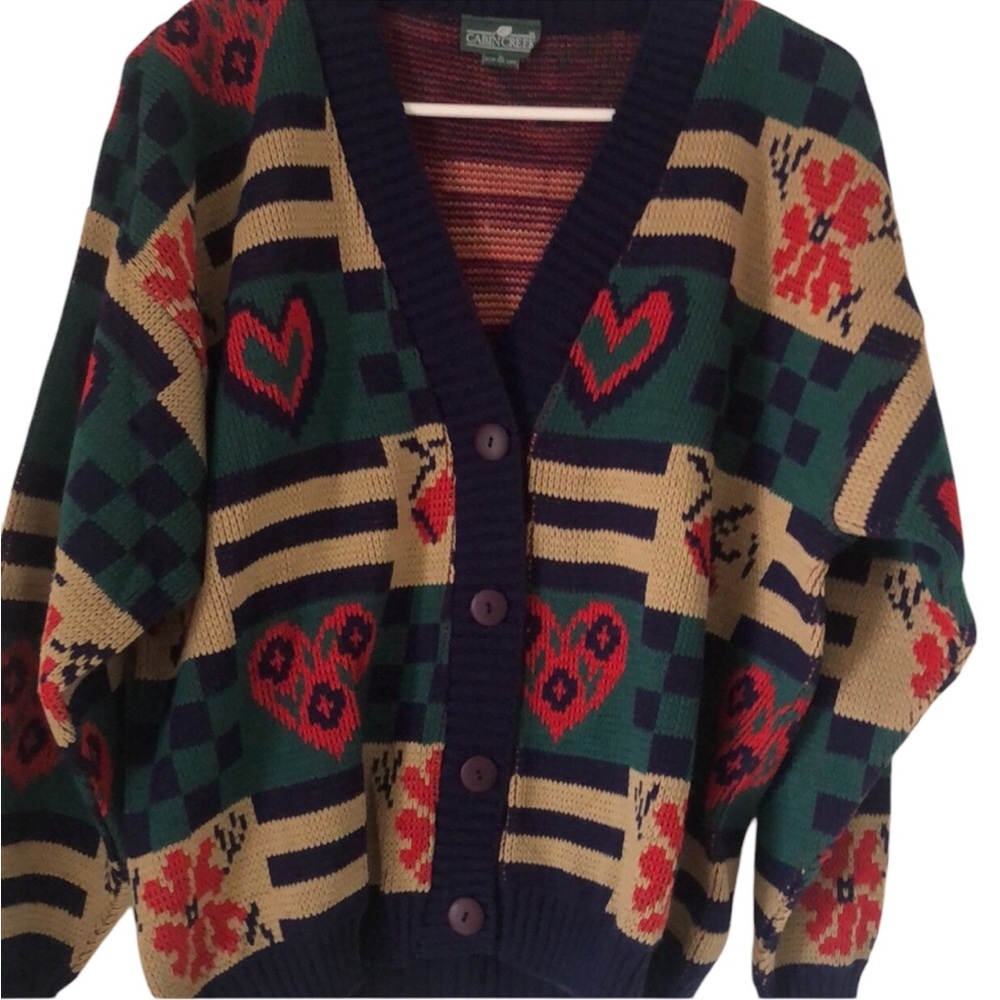 Woman’s rare Y2k VTG Valentine’s Day artsy preppy cabin creek Cabincore sweater